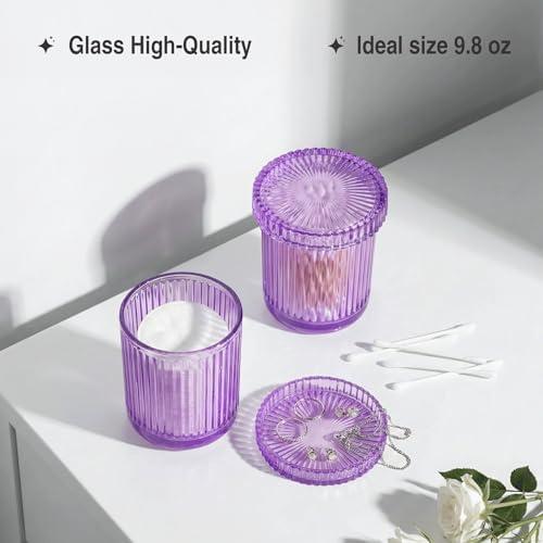Purple Thick Glass Bathroom Qtip Holder, 2 Pack - Image 4