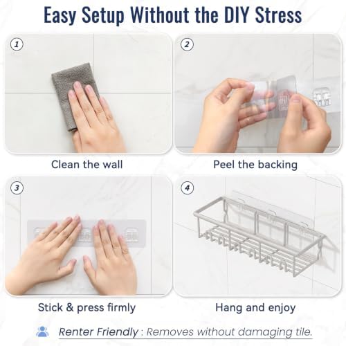8 Pack Adhesive Rustproof Shower Caddy - Image 6