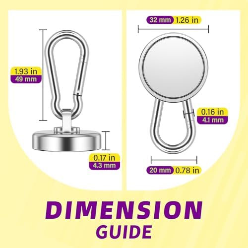 Heavy Duty Magnetic Hooks Silver, 110 lbs Magnets Hook, 10 Pack - Image 2