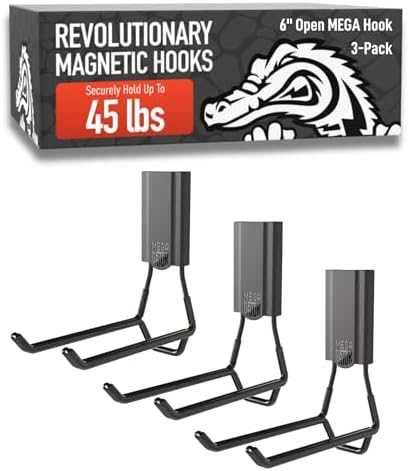 GATOR MAGNETICS MEGA 6 in Open Hooks, 45 lb Magnetic Hooks – 3 Pack by GatorMagnetics
