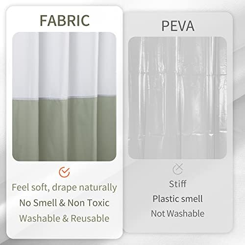 ALYVIA SPRING Waterproof Fabric Shower Curtain or Liner White/Sage - Image 4