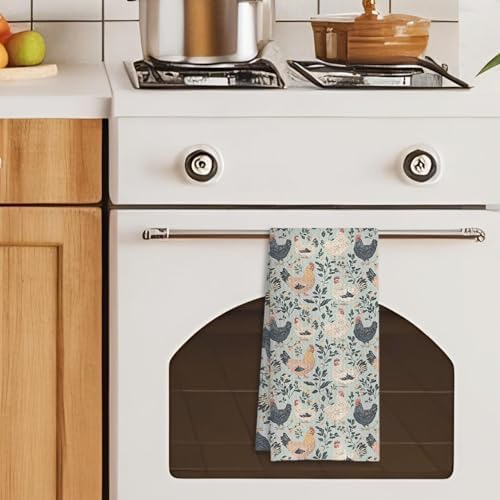 Rustic Floral Chicken Kitchen Towels, Chicken Lover Mom Lady Gifts Decorative - Image 4
