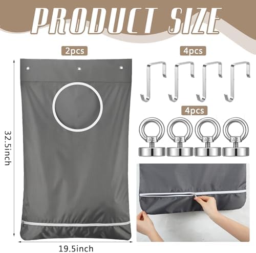 2 Pack Magnetic Hanging Laundry Bags - Image 2