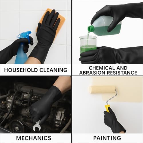 Tribello LIBMAN Heavy Duty Black Rubber Gloves - Image 5