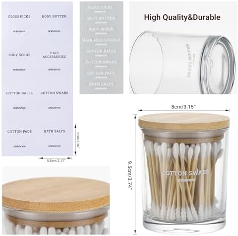 Glass Qtip Holder 2 Pack, Qtip Holder Dispenser Bathroom Set Bathroom - Image 4