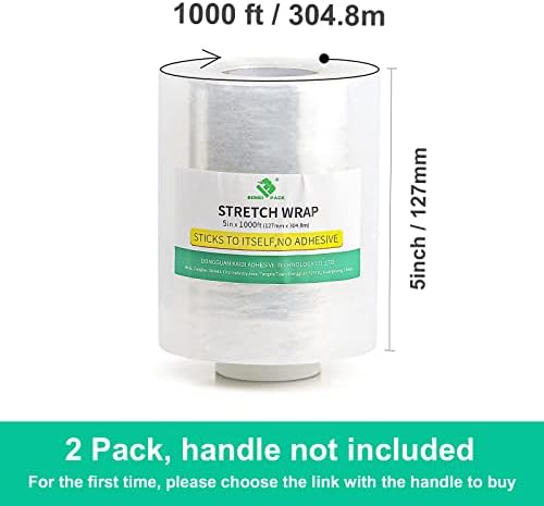 BOMEI PACK Plastics Industrial Mini Stretch Wrap Film Replacement 5" x 1000ft - Image 3