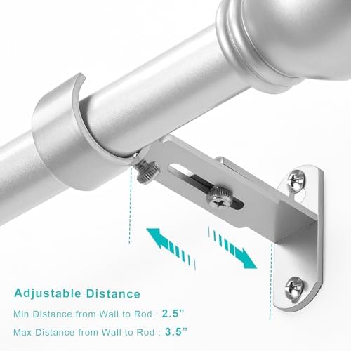 Adjustable Curtain Rod Brackets, Metal Window Drapery Rod Hanger Holders Hooks - Image 2