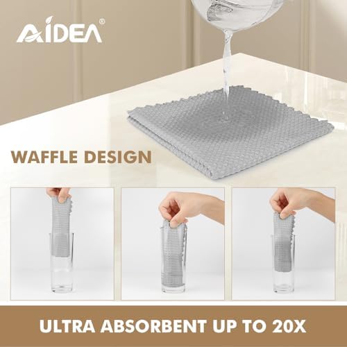 AIDEA Microfiber Glass Cleaning Cloth-12PK, Magic Cleaning Cloth Grey 11×11" - Image 2