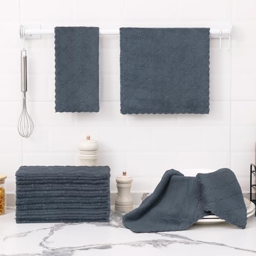 Homaxy 12 Pack Super Soft Absorbent Dish Towels, Dark Grey - Image 6
