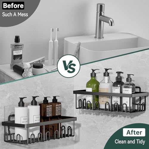 5-Pack Adhesive Shower Caddy for Bathroom & Home Decor Black - Image 6