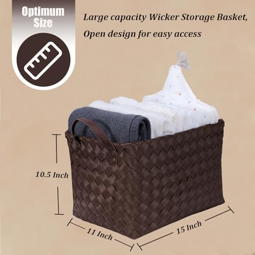 Handwoven Clothes Basket Laundry Hampers Large Wicker Storage Baskets - Image 5
