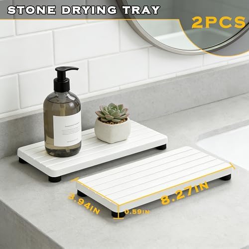 2PCS Stone Drying Tray, Water Absorbing Stone Tray - Image 7