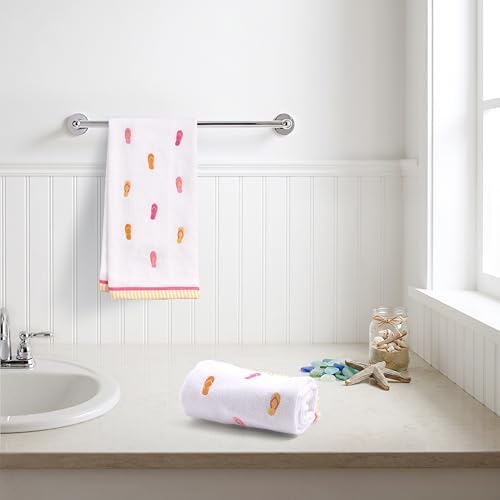 Ritz 2-Piece Cotton Velour Bathroom Hand Towel Set, Embroidered Flip Flop - Image 4