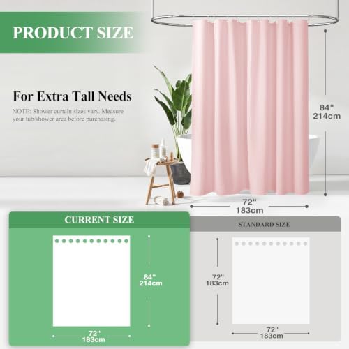 Dynamene Extra Long Waffle Shower Curtain 256 GSM Fabric 72"x84" Pink - Image 2