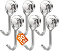FINDMAG Magnetic Hooks for Cruise Cabins, 6 Pack 30 LB+ Magnet Hooks by FINDMAG