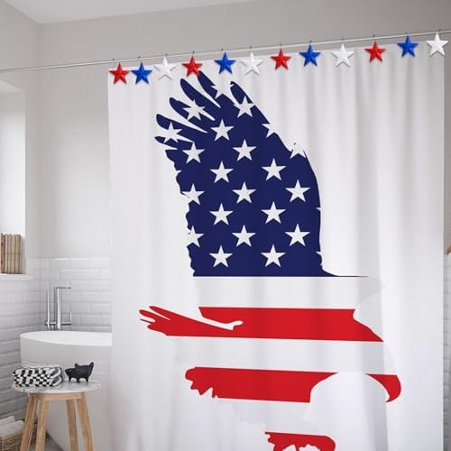 12-Piece 4th of July Red White Blue Stars Shower Curtain Hooks, Fourth of July - Image 5