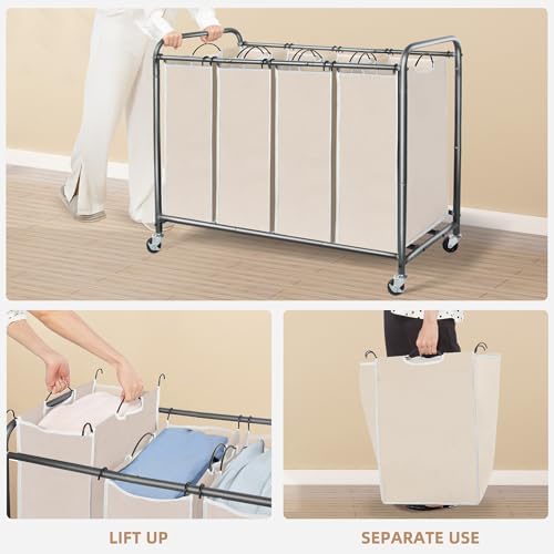 STORAGE MANIAC Laundry Sorter 4 Section, 47.5 Gal Laundry Hamper - Image 4
