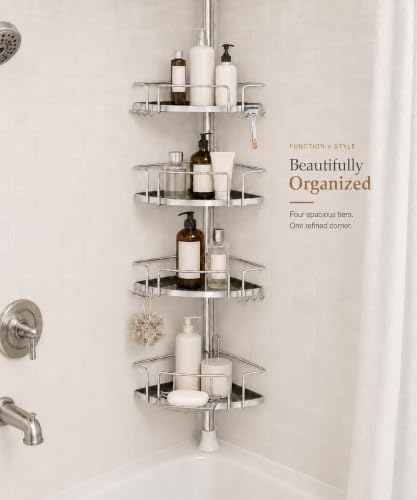ALLZONE Corner Shower Caddy Tension Pole, 4 Hang-On Basket - Image 6