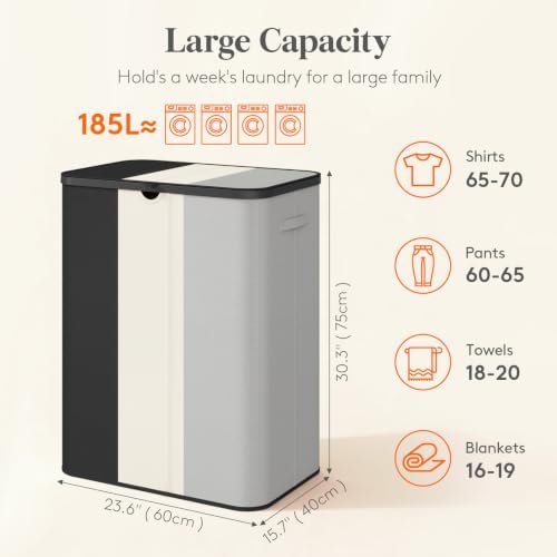 Lifewit 185L 3 Section Laundry Hamper - Image 2