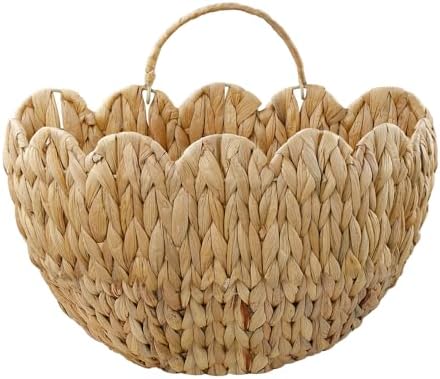 Coeusy Water Hyacinth Hanging Basket, Scalloped Wall Basket by WEAVECOMFORTINTOEVERYCORNER