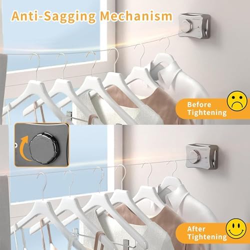 Retractable Clothesline, 16.7 Ft Stainless Wire Single Clothes Line - Image 3