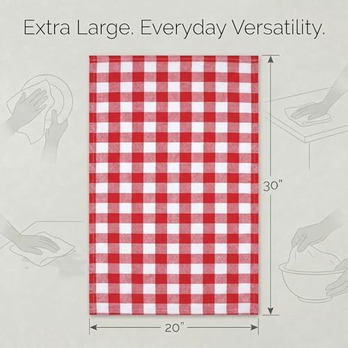 Urban Villa Kitchen Towels Cotton Dish Towels 20”x30” Red - Image 3