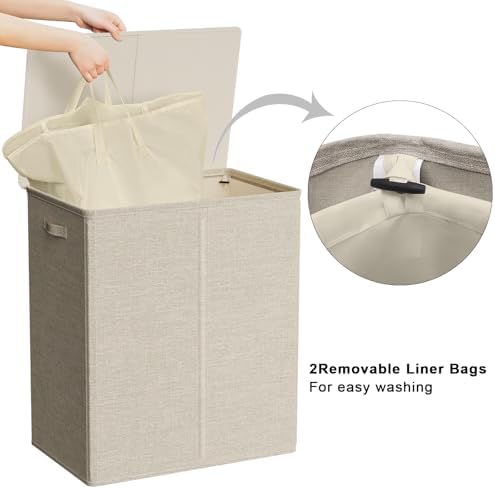 WOWLIVE 154L Double Laundry Hamper 2 Section - Image 4