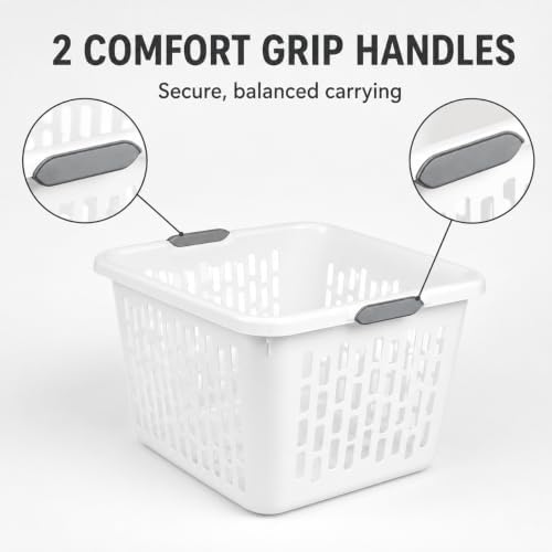 White Laundry Basket 6-Pack, 1.5 Bushel Square - Image 4