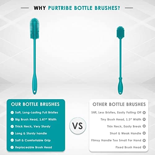 Silicone Bottle Brush, Long Handle Bottle Cleaner Brush - Image 6
