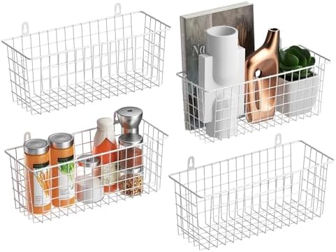 MaraFansie Wire Basket 4-Pack Hanging Wall Organizer Cabinet Storage Basket by MakeStorageMoreFun