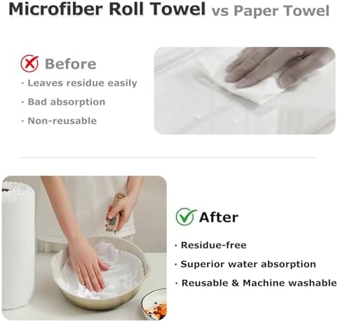 80 Pack Microfiber Cleaning Cloth Roll White Reusable Paper Towels 12"x12" Tear - Image 5