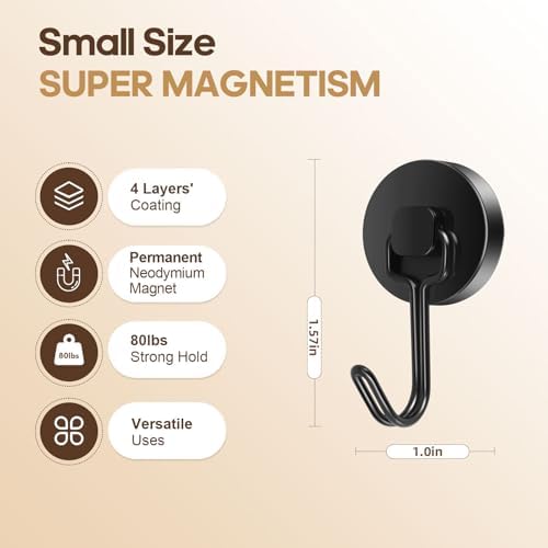 Neosmuk Magnetic Swing Hooks, 80lb Cruise Black Hooks, 6 Pack - Image 5
