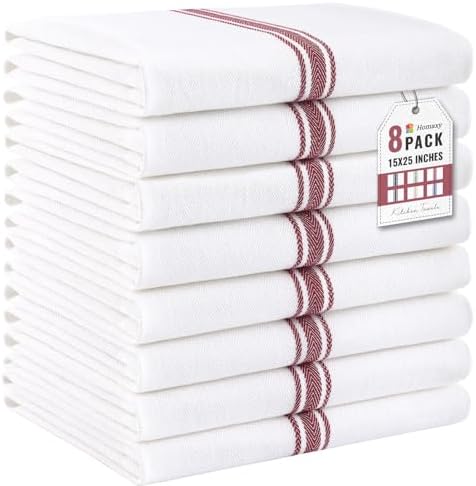 Homaxy 100% Ring Spun Cotton Kitchen Towels 8 Pack by Homaxy