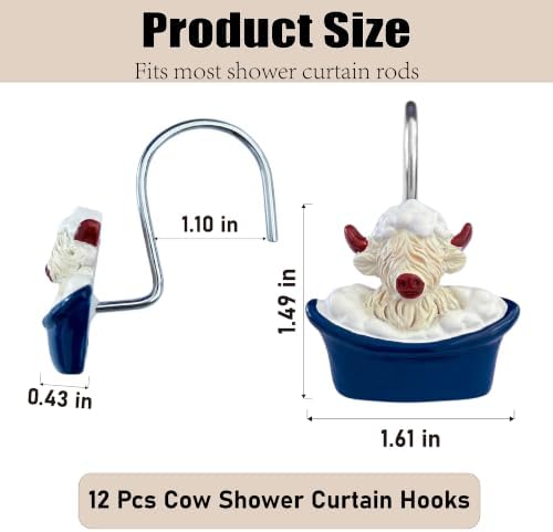 12 Pcs Funny Theme Highland Cow Shower Curtain Hooks - Image 2