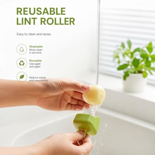 2 Pack Washable Lint Roller for Pet Hair, Reusable Sticky Silicone Gel Remover - Image 3