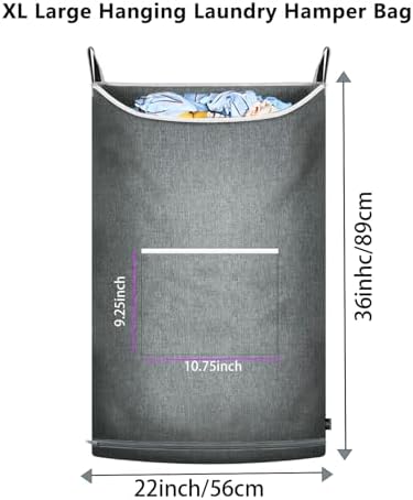 XL Hanging Laundry Hamper, Over the Door Hamper Bag - Image 2