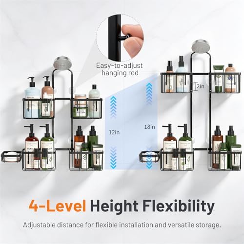 Luxspire Shower Caddy Hanging Overhead, Shower Organizer Hanging - Image 4