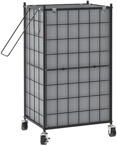 WOWLIVE Rolling Laundry Basket, Metal Wire Frame Laundry Hamper by WOWLIVE