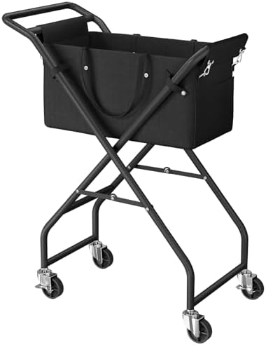 No-Bend Laundry Cart- Rolling Hamper by Unknown