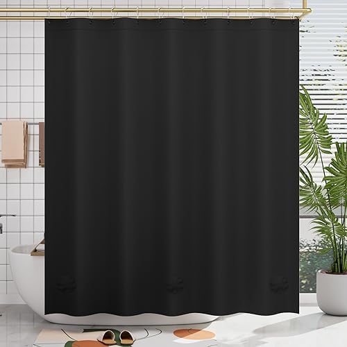 AmazerBath Black Shower Curtain Liner Plastic, Thick PEVA Shower Curtain Black - Image 2