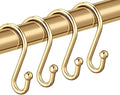 Gold Shower Curtain Rings Hooks, Premium Metal Rust Resistant S Shaped ​Hooks by CHICTIE