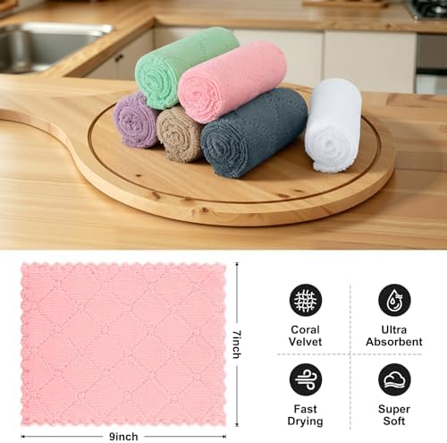 Homaxy Super Soft 12 Pack Coral Velvet Dish Cloths - Image 2