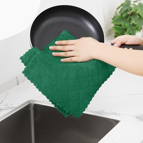 Homaxy 12 Pack Super Soft Absorbent Dish Towels, Dark Green - Image 4
