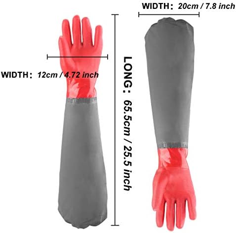 Eiito Extra-Long 26" Rubber Pond Gloves, Chemical Resistant PVC Reusable Heavy - Image 4