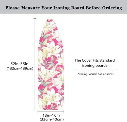 Lily Flower Steam Ironing Board Cover, Sketch Lilies Flowers 15x54 Inch - Image 5
