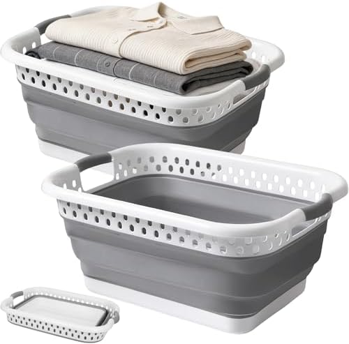 2 Pcs Collapsible Laundry Baskets, 11 Gallon 42L Collapsible Laundry Clothes by Unknown