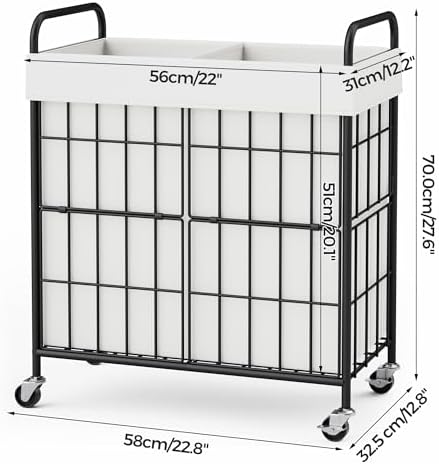 100L 2-Section Laundry Hamper - Image 7