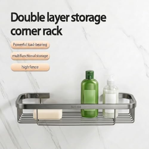 Corner Shower Caddy, 201 Stainless Steel Bathroom Shelf Organizer, Wall Mounted - Image 5