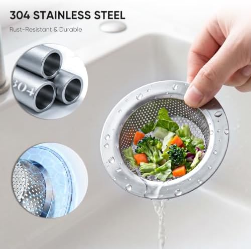 4 Pack Kitchen Sink Strainer, 304 Stainless Steel Sink Drain Strainer, 2mm - Image 3