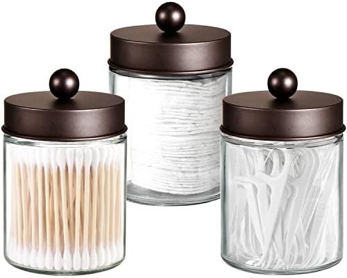 3 Pack Apothecary Jar Canisters Bathroom Vanity Organizer by Komashr